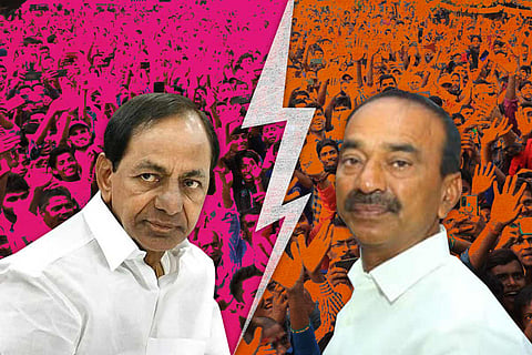 A collage of CM KCR and Eatala Rajender