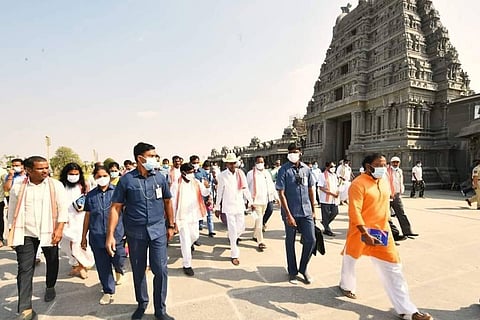 Telangana Chief Minister KCR visiting Yadadri temple