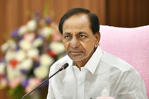 KCR addressing a press meet
