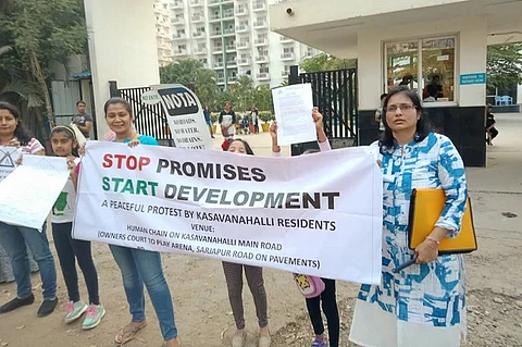 Will vote NOTA in polls: Bengalurueans protest over poor roads, water supply, infra