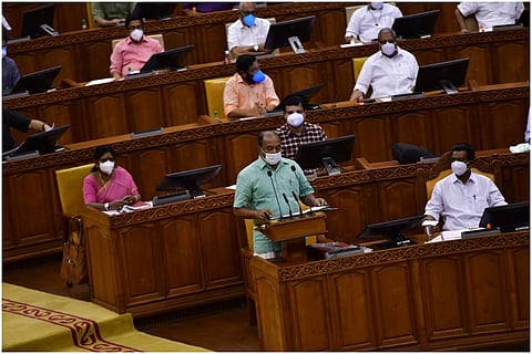 Kerala Finance Minister KN Balagopal presenting Budget for 2021 in the State Assembly