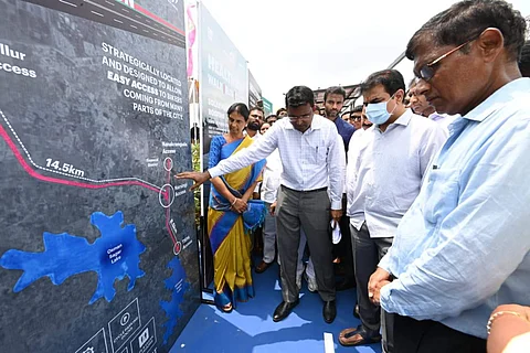 Minister KTR lays foundation for first solar roofed cycling track in Hyderabad