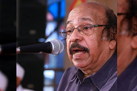 Poet K Satchidanandan speaking at an event