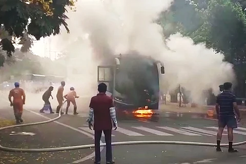 The Andhra RTC bus that was on fire