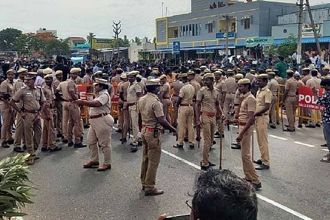 Police at the Kallakurichi protests