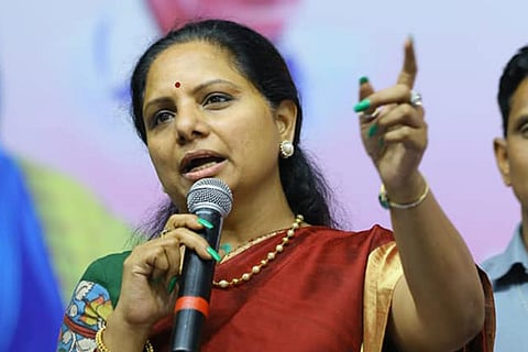 Kalvakuntla Kavitha addressing a gathering