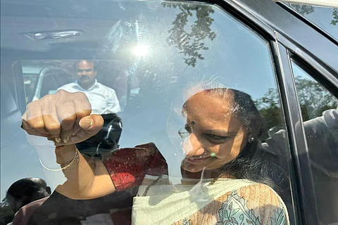 File image of Kalvakuntla Kavitha heading to the ED headquarters