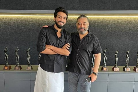 Actor Kamal Haasan along with actor Kalidas Jayaram