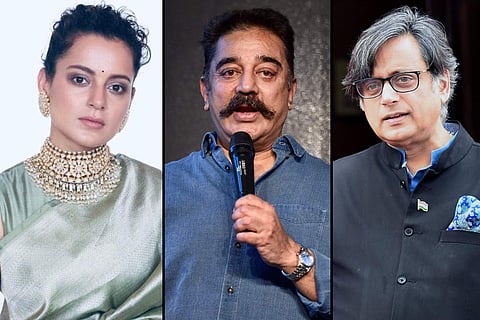 A collage of Kangana Ranaut, Kamal Haasan and Shashi Tharoor