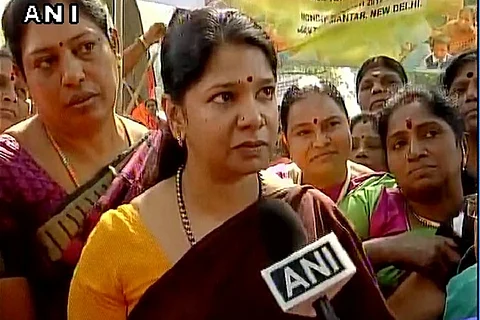 DMK MP Kanimozhi leads march for Women's Reservation Bill in Delhi