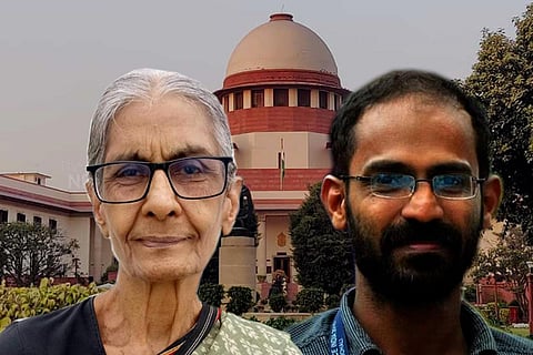 An image of Roop Rekha Verma and Siddique Kappan with a background of the Supreme Court.
