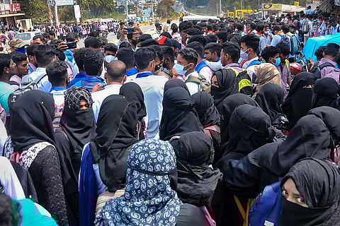 Karnataka hijab row: Activists in support of students wearing hijab stage a protest