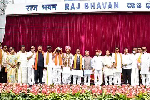 Karnataka CM Bommai with new Cabinet ministers