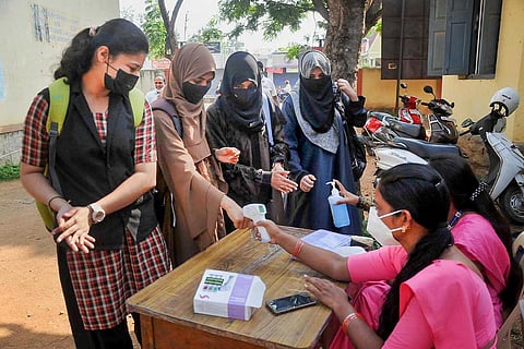 Representative image of students showing up at their exam centres in Karnataka
