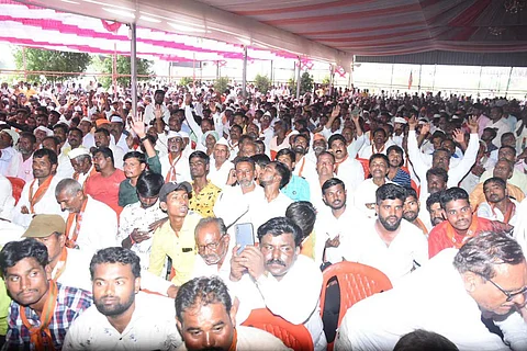 Crowds at an election rally in Karnataka