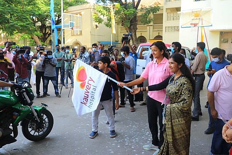 A bike rally to create more awareness on breast cancer being flagged off