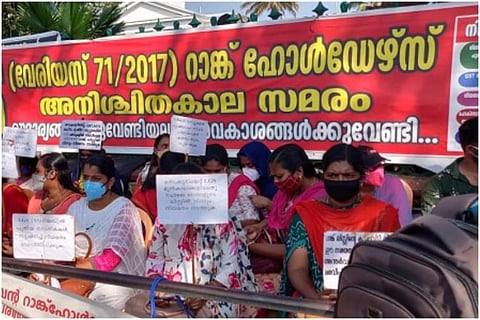 PSC rank holders protesting in front of Kerala Secretariat