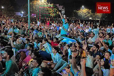 Kerala football fans watching the FIFA World Cup final between Argentina and France