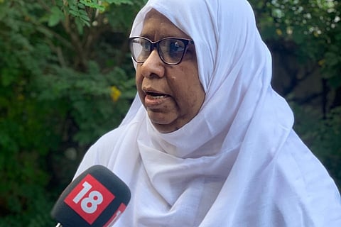 Khalida Parveen speaking to a media person