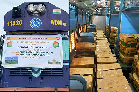 The Kisan Rail transporting mangoes to Delhi's Adarsh Nagar