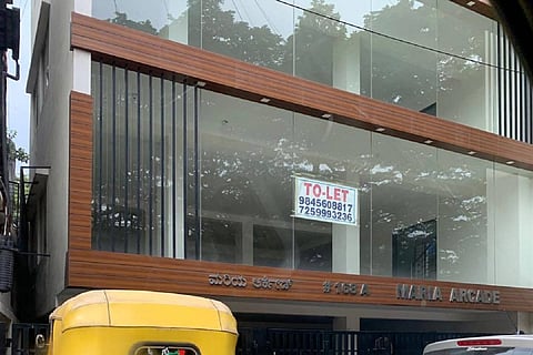 A to-let board at a commercial shop in koramangala
