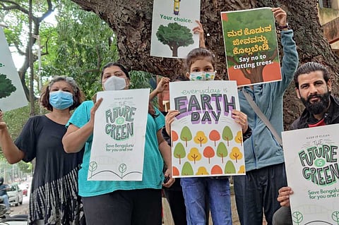 Koramangala residents protest against tree felling for Ejipura Kendriay Sadan flyover