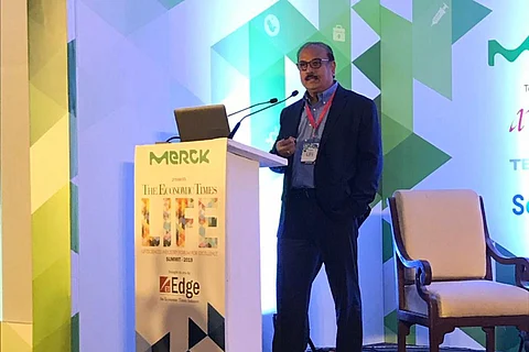 Dr Krishna Ella, founder of Bharat Biotech, addressing a gathering at a summit