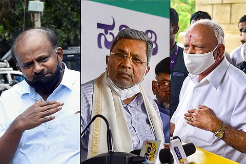Collage of Kumaraswamy and Siddaramaiah and Yeddiyurappa