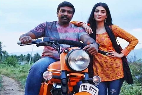 Actor Shruti Haasan and Vijay Sethupathi shooting for Tamil movie 'Laabam'