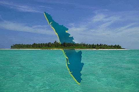 Lakshadweep islands and Kerala map