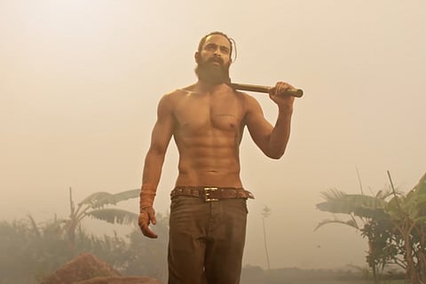 Photo of Naga Shaurya from the film, who is flaunting his eight-packs