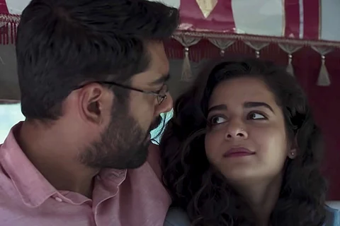 A screengrab of the 'Little Things' trailer, where Mithila Palkar is looking at Dhruv Sehgal