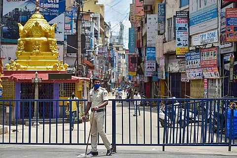 Street with shops closed as part of lockdown