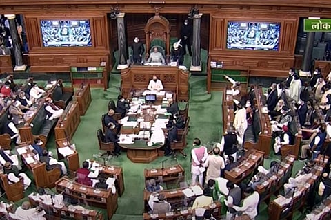 Screengrab from Sansad TV of Lok Sabha Monsoon Session of Parliament