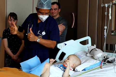 The 3-year-old Lev Fedorenk from Russia recovering after a heart surgery performed in MGM hospital in Chennai