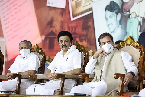 CM Pinarayi Vijayan, MP Rahul Gandhi in CM MK Stalin's book launch