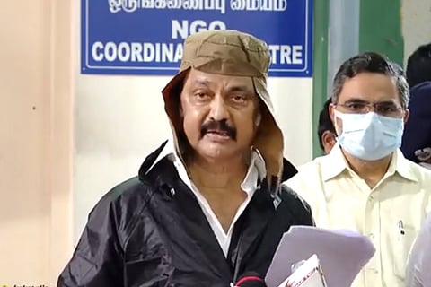 Chennai rains: Tamil Nadu CM MK Stalin addressing the media after visiting rain affected areas