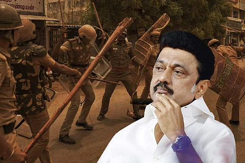 Representative pic of MK Stalin and TN police