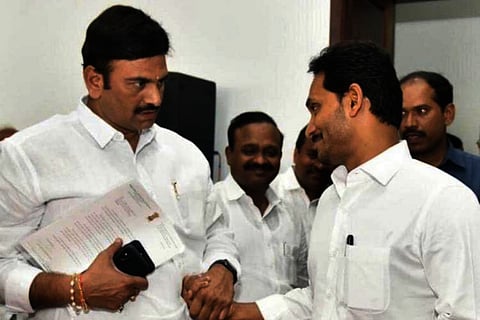 Narasapuream MP Rahu Rama Krishnam Raju with CM YS Jagan