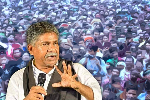 MRPS founder Mandakrishna Madiga during a public addressing.