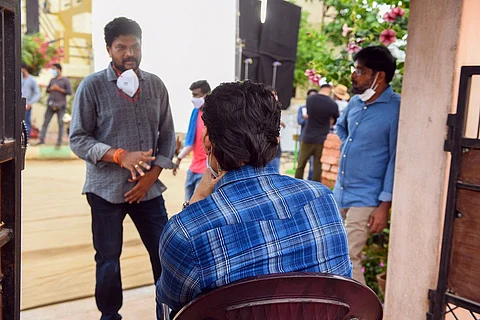 Mahesh Babu on Sarkaaru Vaari Paata set