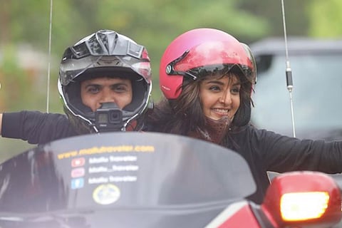 Manju Warrier on a bike ride with YouTube vlogger Mallu Traveler