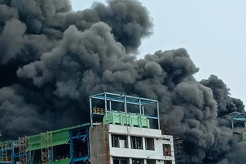 Smoke seen from the site of the fire