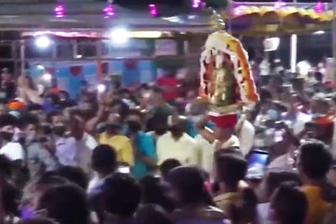 Large crowd seen taking part in 'Brahmakalashotsava' at Someshwara temple in Mangaluru
