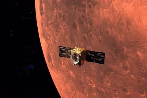 An artistic impression of UAE’s Hope Mars probe orbiting Mars