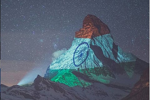 Switzerland's Matterhorn mountain lights up with Indian flag
