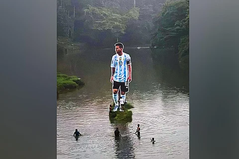 Image of Lionel Messi cutout in Kozhikode