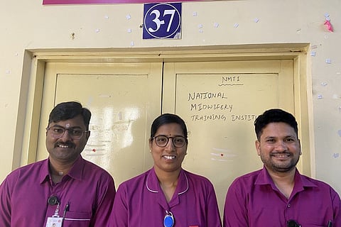 Kencharaj Kammar (L) and Kiran (R ) with NMTI instructor Ashwini