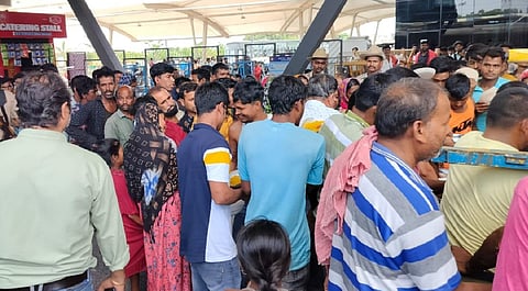 Migrant workers at SMV Terminal Bengaluru