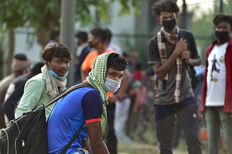 Migrant worker with a mask